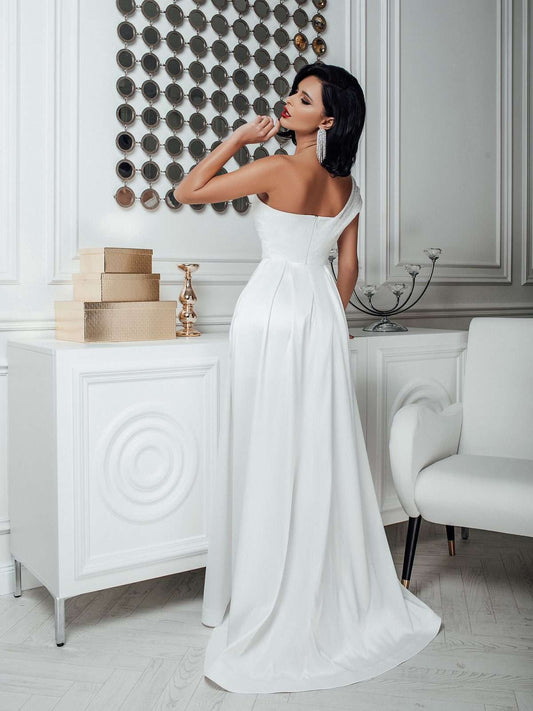 asymmetrical elegant black formal maxi dress handmade party dress unique evening dress
